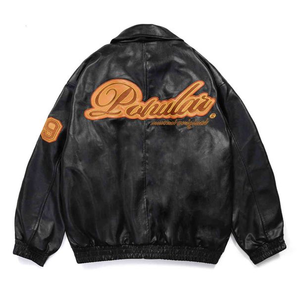 

men's jackets english men's jacket, hip hop, baseball zipper, leather pu, lyrics, bomber, high street punk, fall, windbreaker, out, Black;brown
