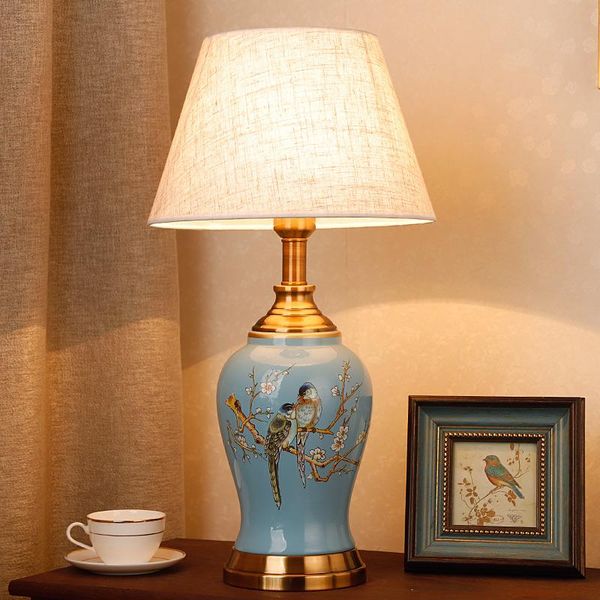 

table lamps chinese classical ceramic desk lamp bedroom study bedside living room american retro flowers and birds warm