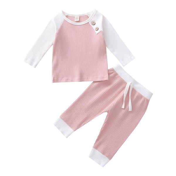 

born baby boys girls solid knitted lacing pants pajamas sleepwear sets comfortable children's casual outfit clothing, White
