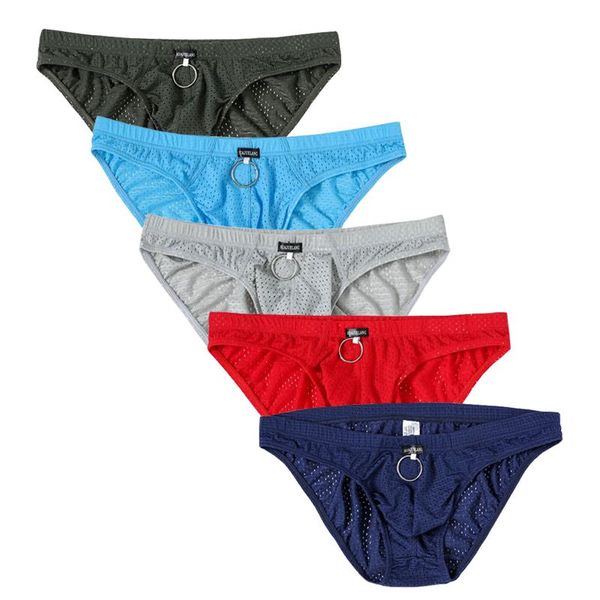 

underpants 5pcs / lot fashion men's underwear mesh briefs transparent breathable panties men  l xl 2xl, Black;white