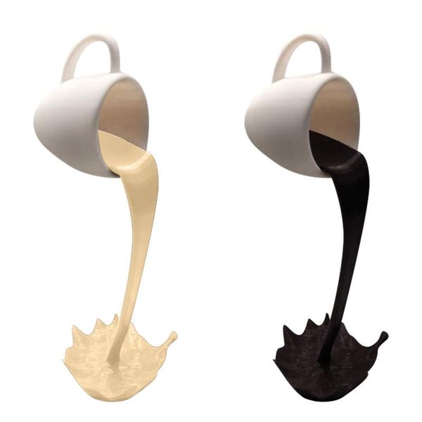 

mugs coffee cup sculpture floating spilling kitchen decoration magic pouring splash creative mug home
