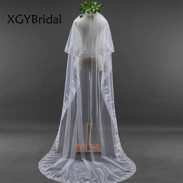 

bridal veils arrival elegant wedding veil long one layer lace edge white cathedral with comb accessory for bride, Black