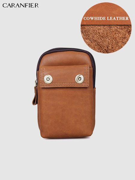 

mens waist bags genuine cowhide leather vintage pack multi function travel businessmen small coin purse