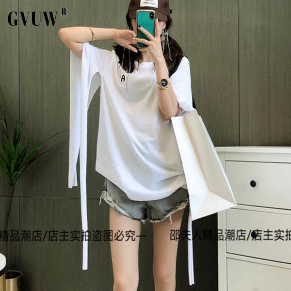

women's blouses & shirts gvuw women asymmetrict-shirt round neck short sleeve loose lady t-shirt fashion tide spring summer 2021 arriva, White