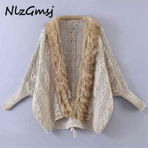 

women knitted cardigan full batwing sleeves casual fashion outerwear female clothes 210628, White