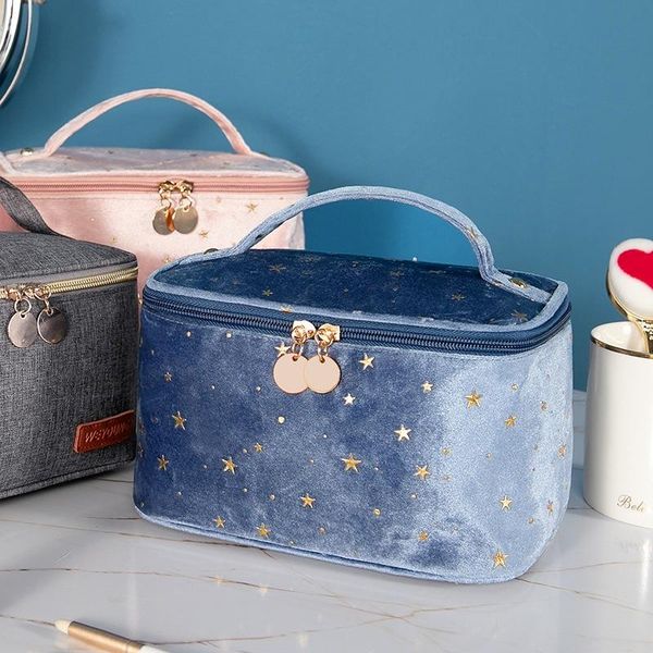 

cosmetic bags & cases vinage gold star bronzing velvet storage large capacity bag for makeup multifunctional travel organizer
