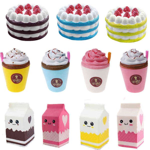 Squishy Kawaii Spielzeug Nette Lebensmittel Antistress Zappeln Spielzeug Jumbo Kawaii Popcorn Kuchen Milch Donuts Squishi Stress Relief Lustige Spielzeug Geschenke y1210