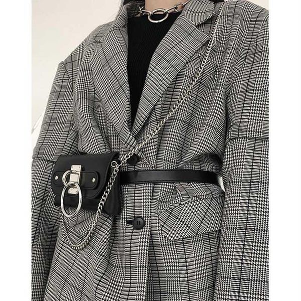

waist bags fashion chains women's hip hop designer ladies chest belt bag coin purses 2021 pu leather black fanny pack