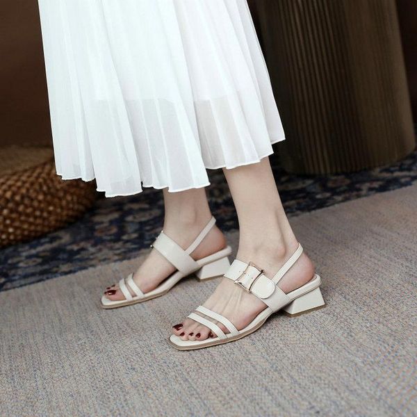 

sandals sianie tianie open toe buckle strap party wedding woman fashion shoes chunky high heels office lady dress women, Black