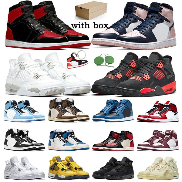 

jorden1s 4s basketball shoes jumpman 1 atmosphere bred patent marina blue chichago 4 red thunder lightning sail black cat womens trainers sp