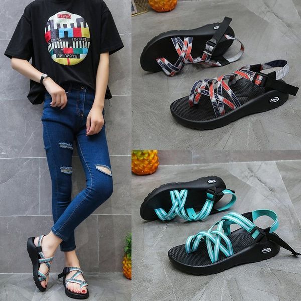 

luxury slippers 43 size sandals summer clip toe knot flat slipper's beach sho, Black