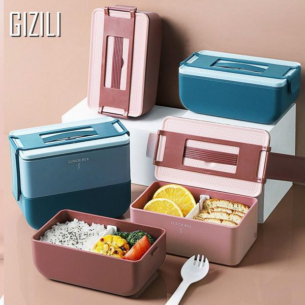 

dinnerware sets double bento box student and workers microwave heating lunch storage containers with compartment breakfast boxes