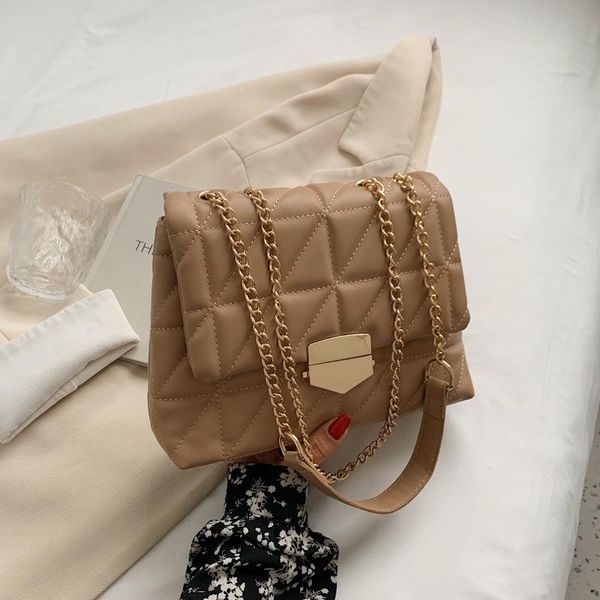 

evening bags simple texture messenger women's bag 2021 trendy fashion chain shoulder wild embroidery thread
