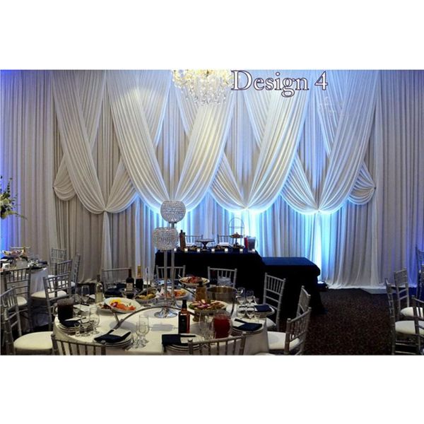 

party decoration 10ft x 20ft luxury pure white wedding backdrop stage curtain with fabric draps for baby shower decortaions