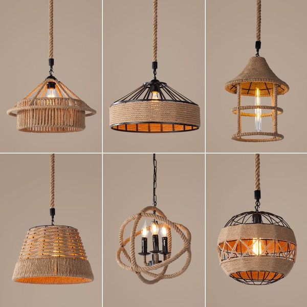 

pendant lamps rope chandelier retro industrial style creative personality restaurant bar coffee shop clothing store american iron lamp
