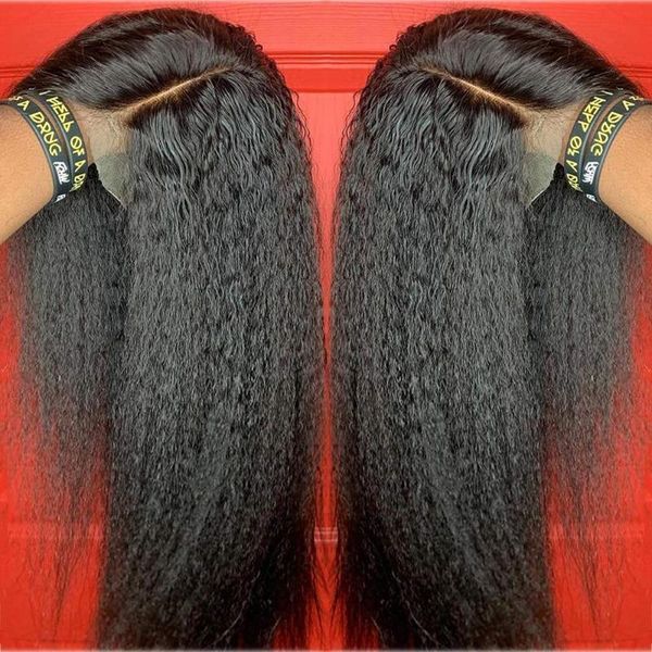 

lace wigs 360 frontal wig kinky straight front pre plucked with baby hair 150% yaki brazilian remy human for women, Black;brown