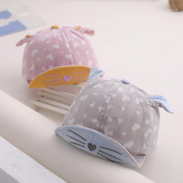 

baby hat spring and autumn thin section cap 6-12 months female cute sun1, Yellow