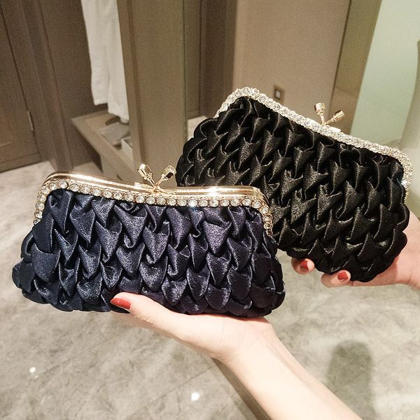 

women's wedding clutch purse bag retro party handbag rhinestone beaded small chain shoulder bag