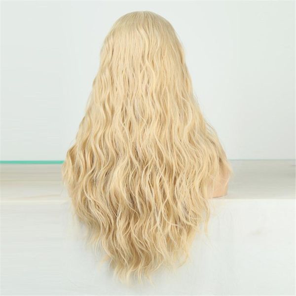 

synthetic wigs water wave brown wig middle part non lace for women heat resistant fiber hair, Black