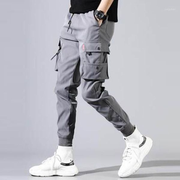 

spring and summer 2021 men's overalls casual fashion brand slim-fit trousers korean trendy sports teenagers harem pants, Black