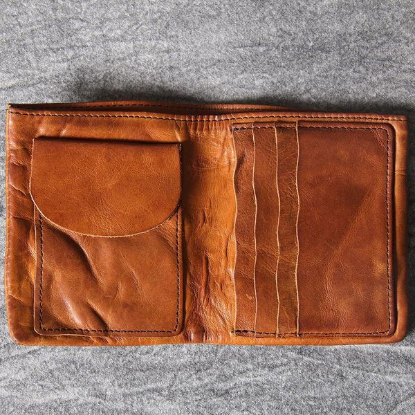 

wallets fashion vintage luxury genuine leather men's women's small wallet simple handmade youth trend cowhide female short purses, Red;black