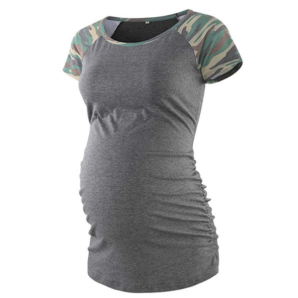 

maternity & tees bunvel summer camouflage pregnancy clothes short sleeve patchwork tshirt casual women's pregnant t shirt 2021, White