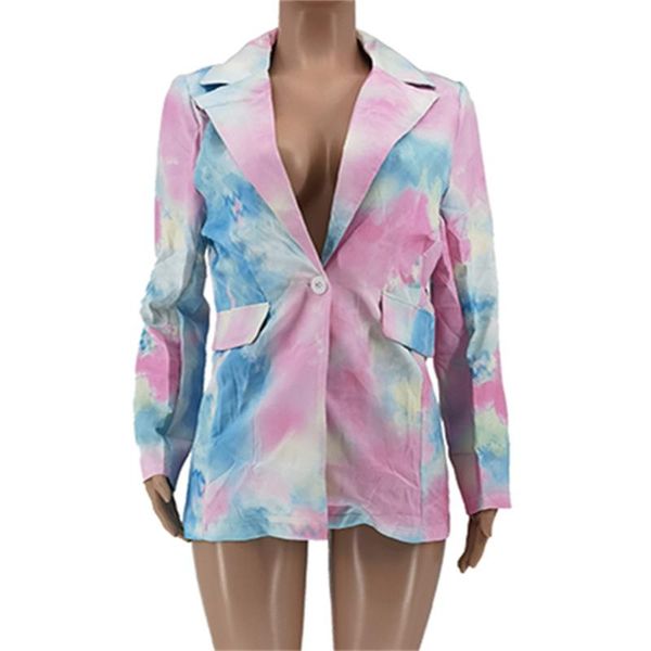 

women's suits & blazers fashion rachel bilson women v neck lapel long sleeves bodycon tie dye jackrts business office ladies upper garm, White;black