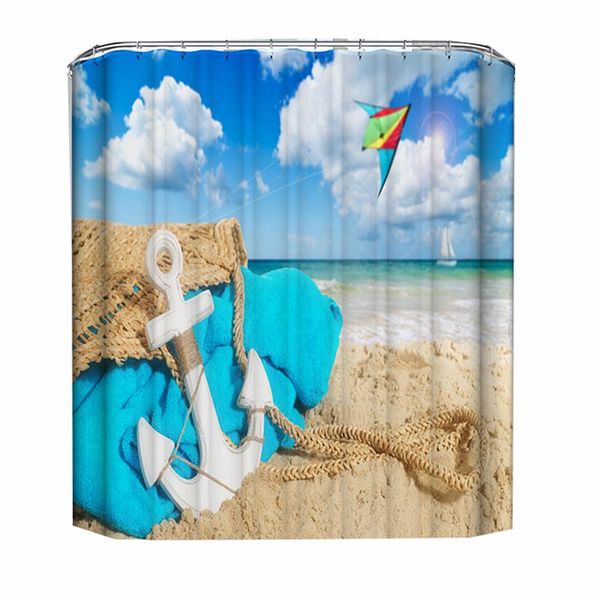 

shower curtains blue sky beach curtain for bathroom waterproof fabric bathtub
