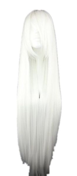 

costume accessories fei-show white wig 100 cm/40 inches long hairpiece synthetic heat resistant fiber hair salon party cartoon cosplay strai, Silver