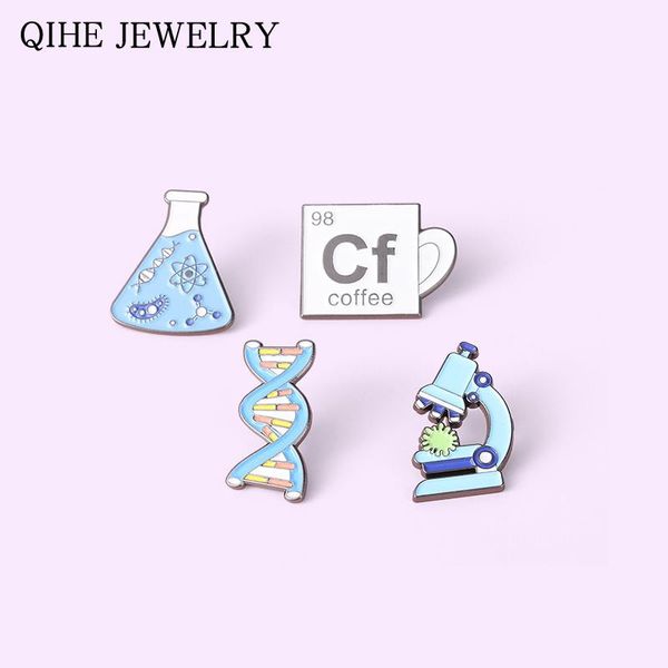 

pins, brooches science chemistry enamel pin pharmacist dna biological experimental tool badge lapel jewelry gift for friends wholesale, Gray