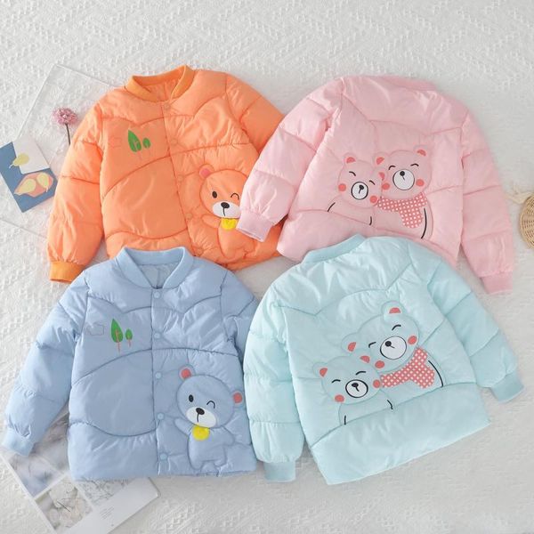 

down coat children's autumn and winter cotton clothes for boys girls warm thickened inner liner korean version, Blue;gray