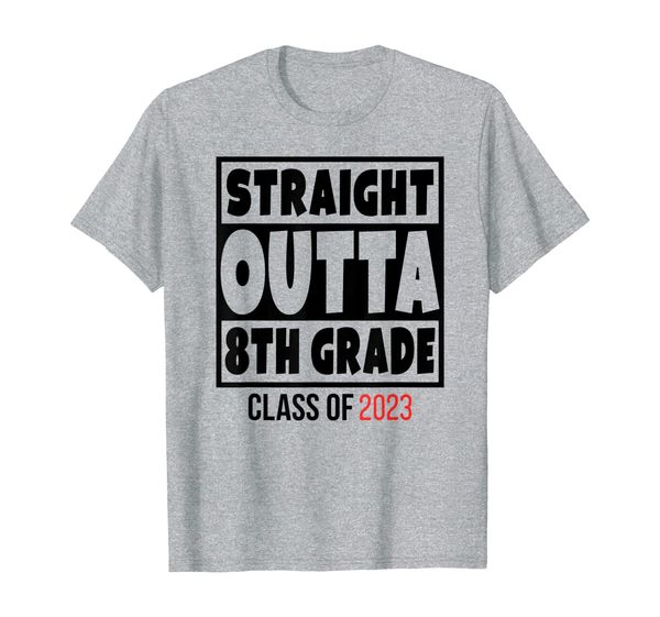

straight outta 8th grade class of 2023 shirt graduation, White;black
