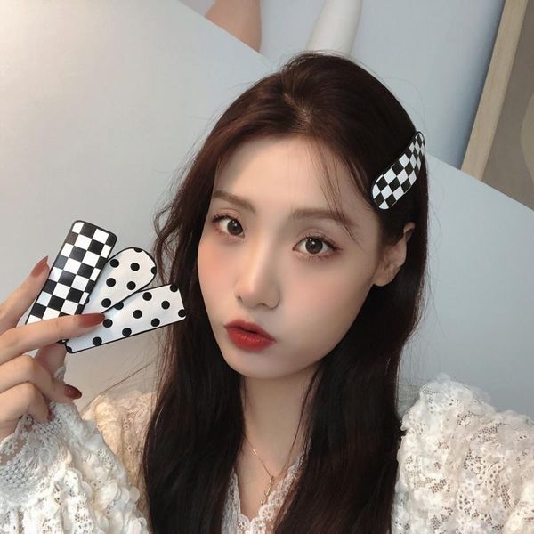 

hair clips & barrettes 2021 plaid clip square geometric elegant design black white barrette side bangs hairpin for women head accessories, Golden;silver