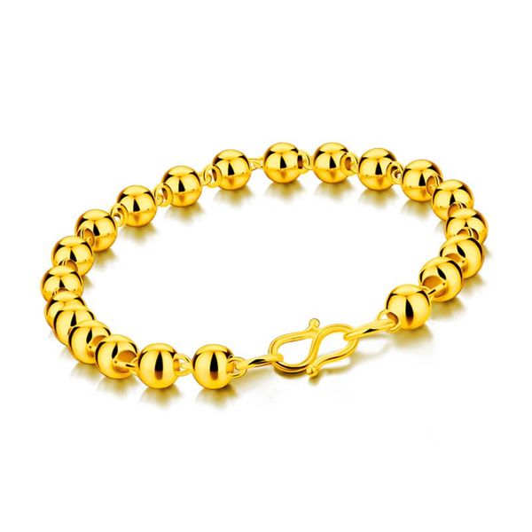 

beaded, strands men's fashion gold color bracelet punk style bead 18cm 6mm woman simple link christmas gift wholesale, Black
