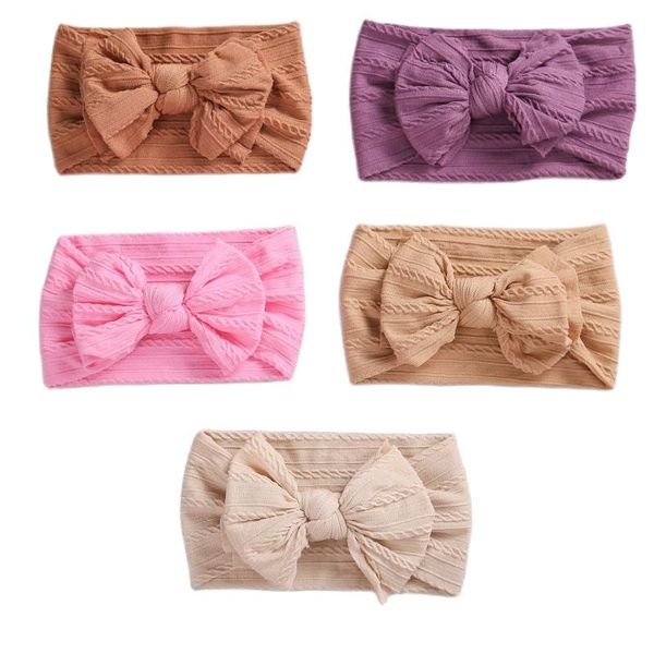 

hair accessories 1pcs bowknot baby headband for children elastic cable ribbons turban kids headwear infant born, Slivery;white