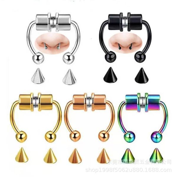 

puncture stainless steel magnetic false titanium steel nonperforated collar ornament