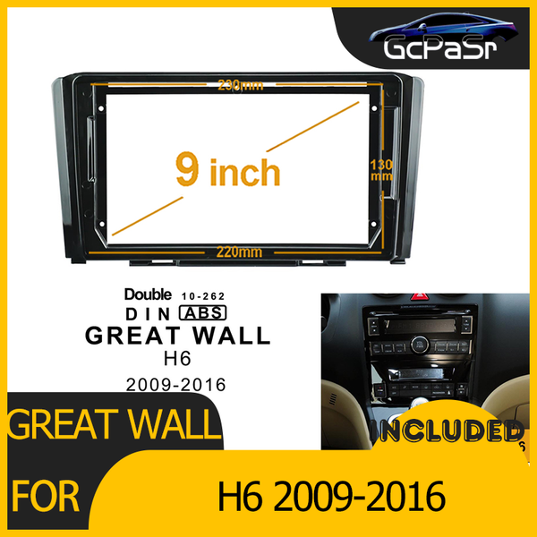 

car video 1-2din radio player dvd frame audio fitting adaptor dash trim kits facia panel 9inch for great wall h6 2009-2021 double din