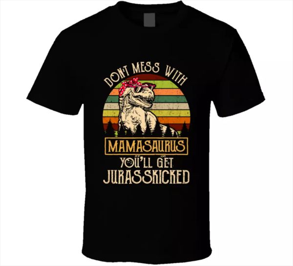 

dinosaur tee jurassic park, mamasaurus mom mother retro black t shirt, White;black