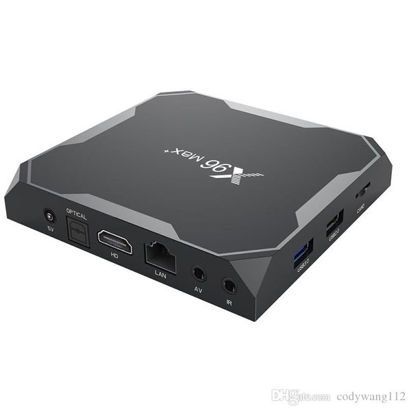 x96 max plus amlogic s905x3 tv box android 9 2g 16g 4g 32g 64g 2.4ghz 5ghz wifi duplo bt 100m 1000m lan