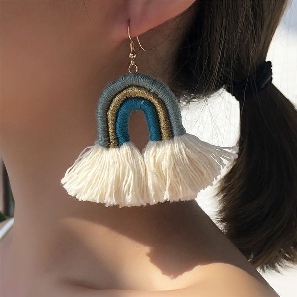 

zinc alloy + tassel charm earrings women's earring jewelry ear ring in 6 colors e8500, Golden