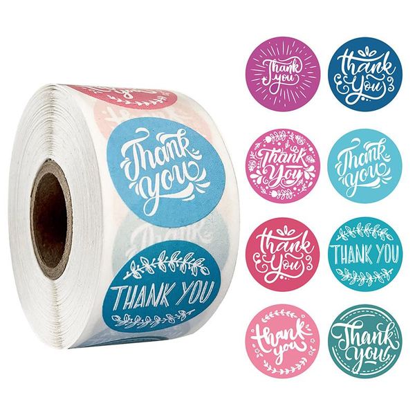

gift wrap 2.5cm/3.8cm 500pcs/roll for package stationery christmas decoration thank you sticker 2 styles nice label paper