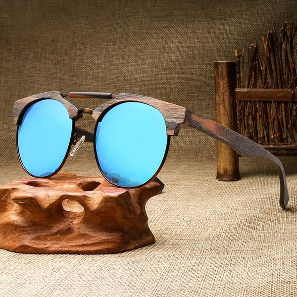 

outdoor eyewear wood round polarized sun glasses men women retro wooden sunglasses brand design sunglass uv400 sports driving