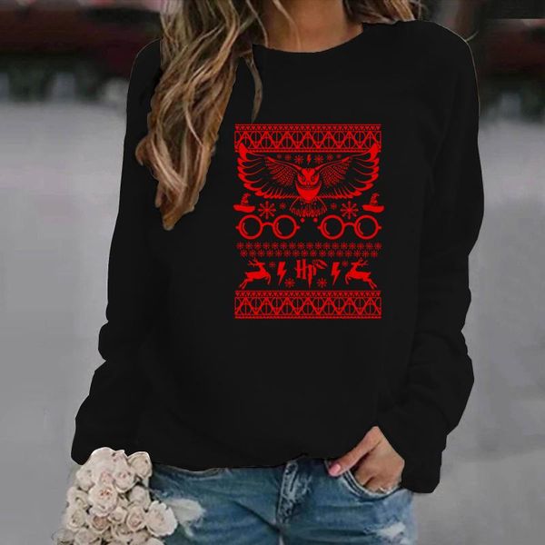 

men's hoodies & sweatshirts o-neck hoodie funny streetwear print christmas sweatshirt men women autumn winter casual pullover woman, Black