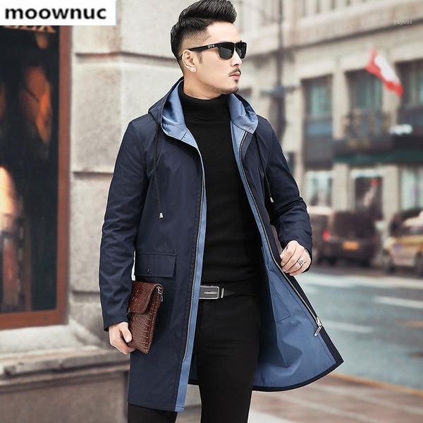 

men's suits & blazers 2021 autumn winter fashion clothing slim fit hooded jackets double-sided casual wind coat for men, White;black