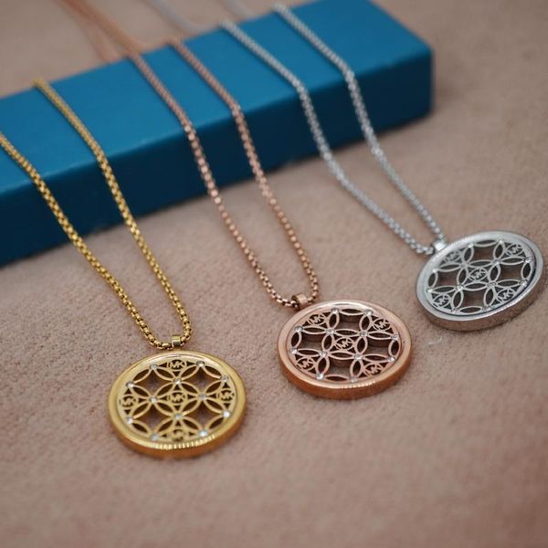 

trendy designer round metal shiny zircon pendant chain necklace chains, Silver