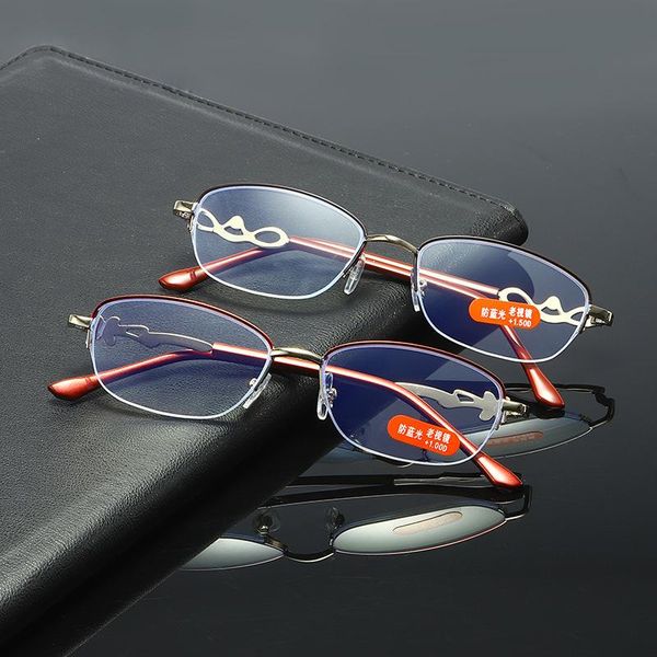 

sunglasses metal half frame anti-blue light reading glasses high definition comfortable men and women presbyopic +1.0 +1.5 to +4.0, White;black