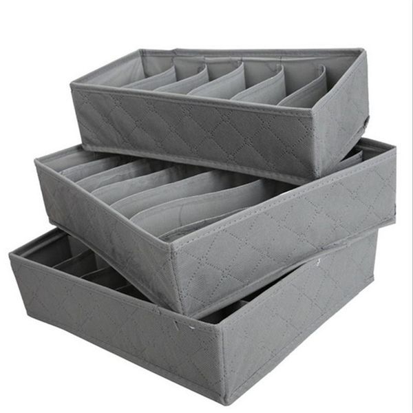 

storage drawers 3pcs/set foldable drawer organizers case for bra ties underwear socks scarf home washable moisture-proof box gray
