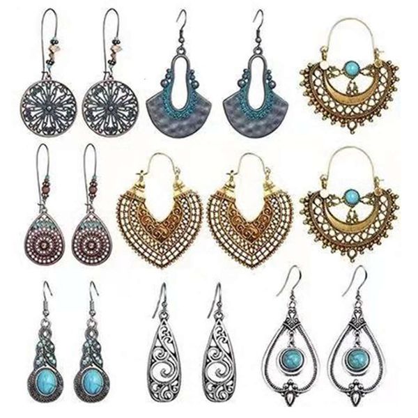 

bohemian turquoise earrings ethnic earrings, Black