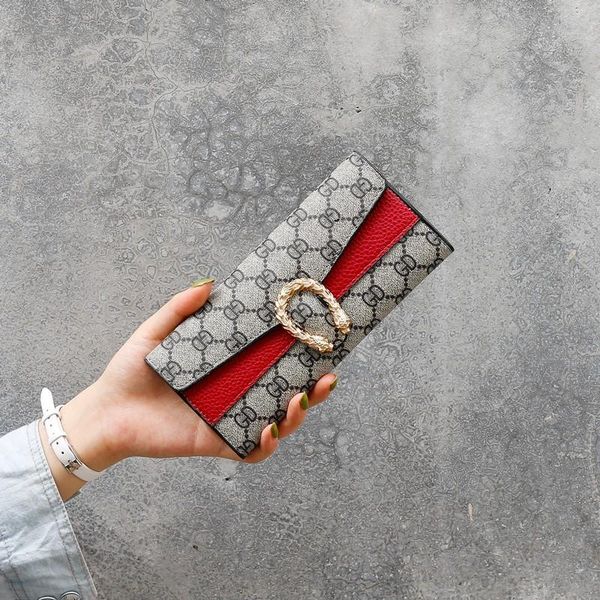 

wallets women's wallet luxury pu purse card holder female bag package purses, Red;black