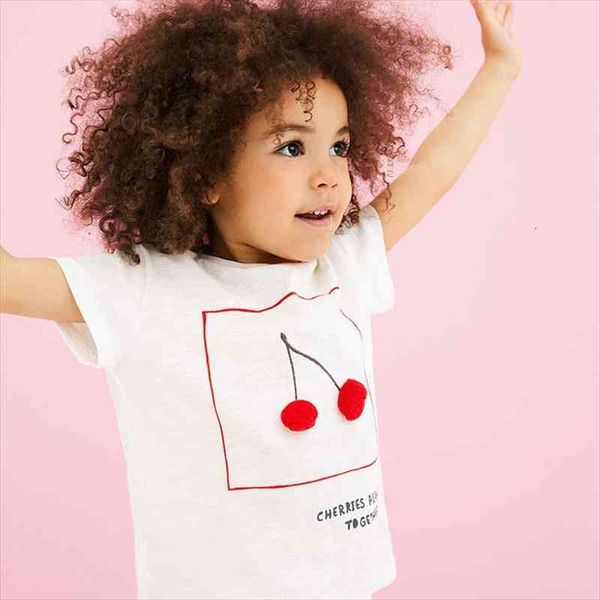 

little maven 2 7years cute girls short sleeve t shirt for summer children kids clothes cherry letter pattern o neck, Blue